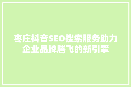 枣庄抖音SEO搜索服务助力企业品牌腾飞的新引擎