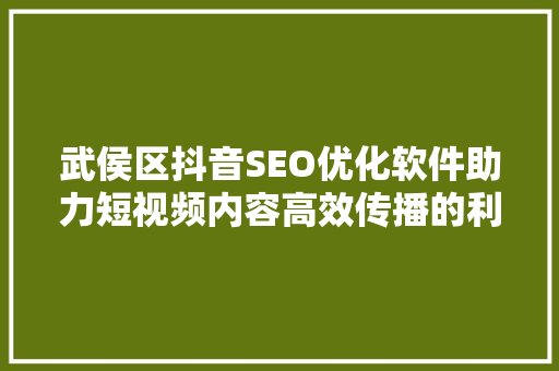 武侯区抖音SEO优化软件助力短视频内容高效传播的利器