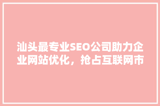 汕头最专业SEO公司助力企业网站优化，抢占互联网市场先机