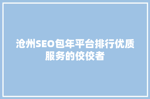 沧州SEO包年平台排行优质服务的佼佼者