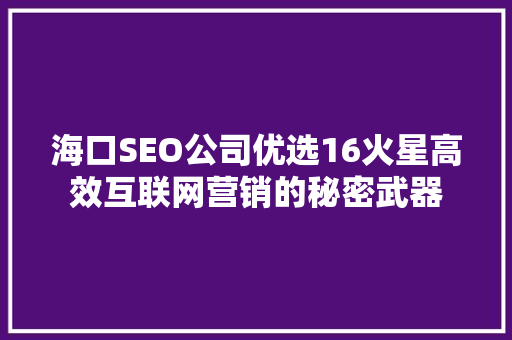 海口SEO公司优选16火星高效互联网营销的秘密武器