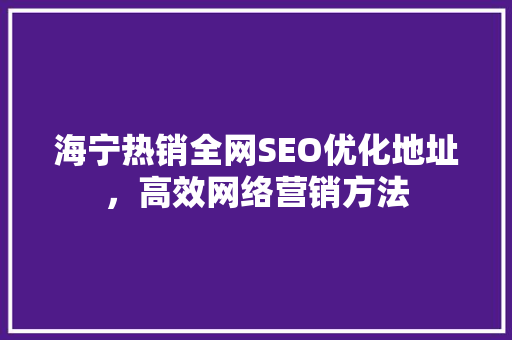 海宁热销全网SEO优化地址，高效网络营销方法