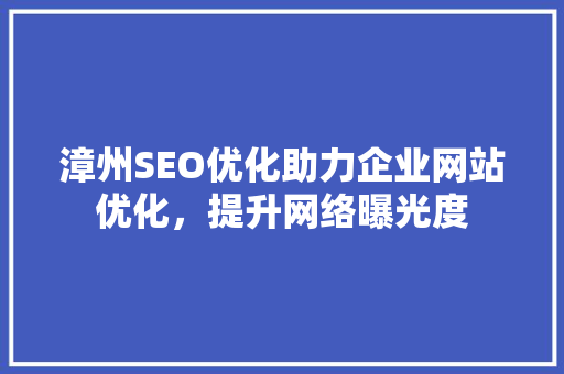 漳州SEO优化助力企业网站优化，提升网络曝光度