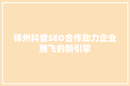 锦州抖音SEO合作助力企业腾飞的新引擎