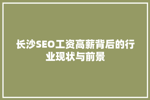长沙SEO工资高薪背后的行业现状与前景 长沙SEO工资高薪背后的行业现状与前景