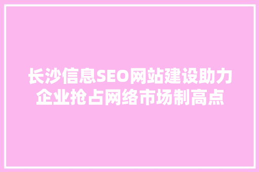 长沙信息SEO网站建设助力企业抢占网络市场制高点