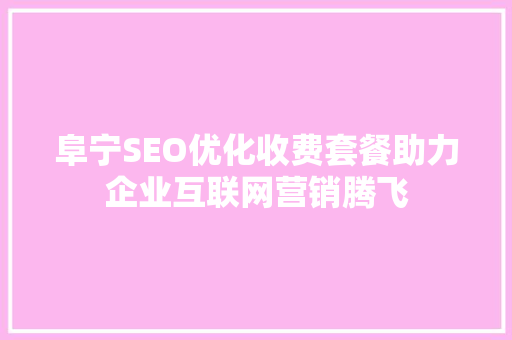 阜宁SEO优化收费套餐助力企业互联网营销腾飞