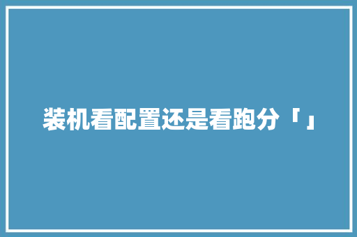 装机看配置还是看跑分「」 装机看配置还是看跑分「」 电脑配置