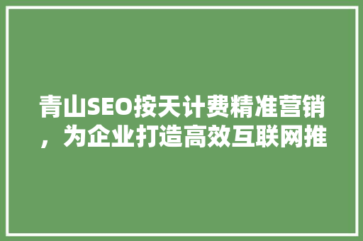 青山SEO按天计费精准营销，为企业打造高效互联网推广方法