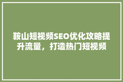 鞍山短视频SEO优化攻略提升流量，打造热门短视频