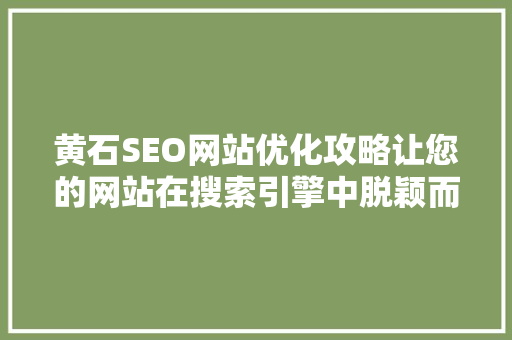黄石SEO网站优化攻略让您的网站在搜索引擎中脱颖而出