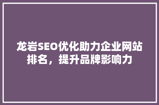 龙岩SEO优化助力企业网站排名，提升品牌影响力