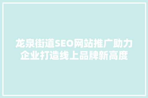龙泉街道SEO网站推广助力企业打造线上品牌新高度