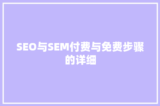 SEO与SEM付费与免费步骤的详细