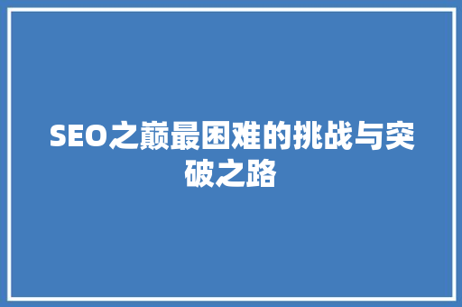 SEO之巅最困难的挑战与突破之路