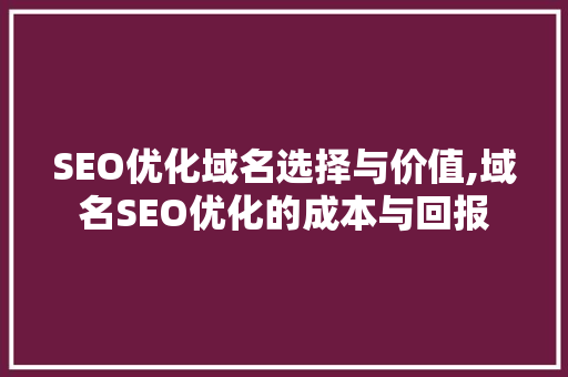 SEO优化域名选择与价值,域名SEO优化的成本与回报