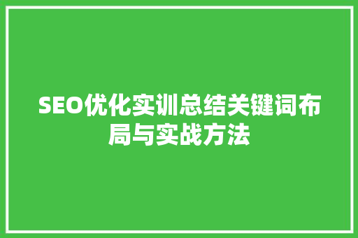 SEO优化实训总结关键词布局与实战方法