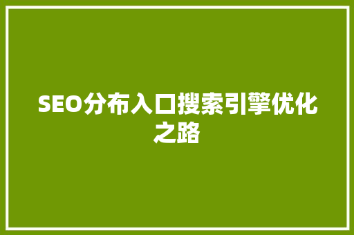 SEO分布入口搜索引擎优化之路