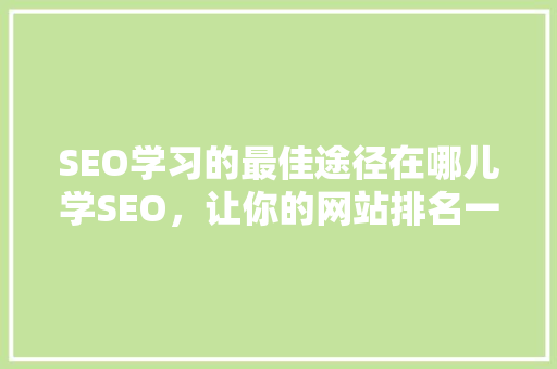 SEO学习的最佳途径在哪儿学SEO，让你的网站排名一路飙升