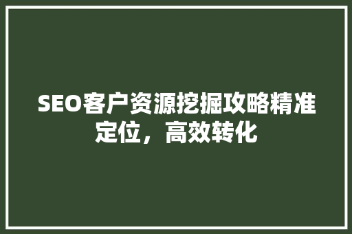 SEO客户资源挖掘攻略精准定位，高效转化