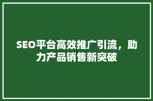 SEO平台高效推广引流，助力产品销售新突破