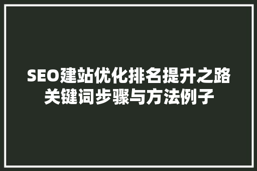 SEO建站优化排名提升之路关键词步骤与方法例子