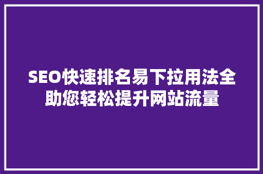 SEO快速排名易下拉用法全助您轻松提升网站流量