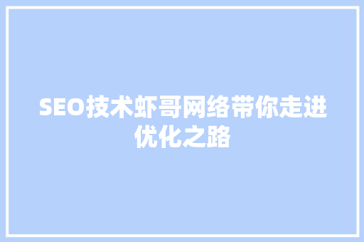 SEO技术虾哥网络带你走进优化之路 电脑故障维修