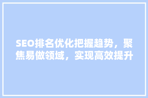 SEO排名优化把握趋势，聚焦易做领域，实现高效提升