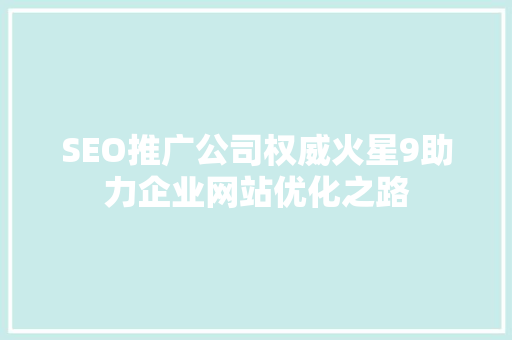 SEO推广公司权威火星9助力企业网站优化之路