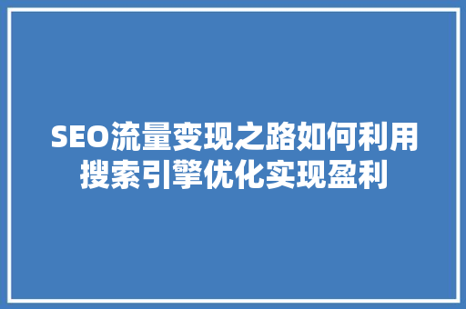 SEO流量变现之路如何利用搜索引擎优化实现盈利