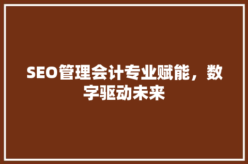 SEO管理会计专业赋能，数字驱动未来 网络技术