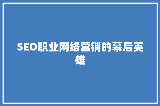 SEO职业网络营销的幕后英雄