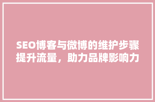 SEO博客与微博的维护步骤提升流量，助力品牌影响力