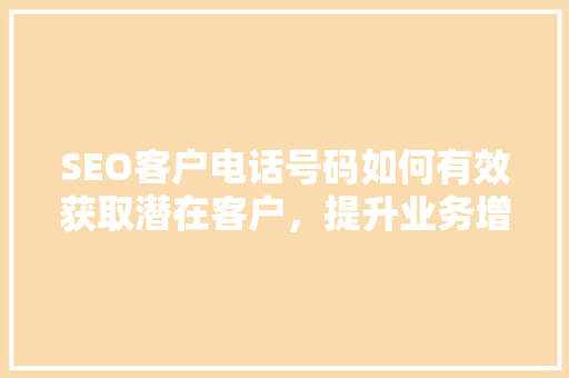 SEO客户电话号码如何有效获取潜在客户，提升业务增长