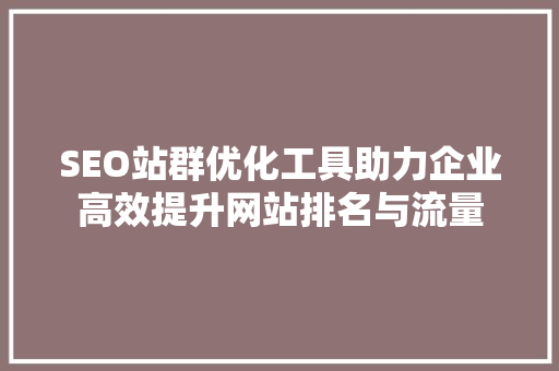 SEO站群优化工具助力企业高效提升网站排名与流量 SEO站群优化工具助力企业高效提升网站排名与流量