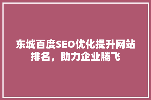 东城百度SEO优化提升网站排名，助力企业腾飞