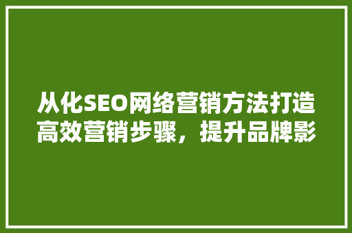 从化SEO网络营销方法打造高效营销步骤,提升品牌影响力 从化SEO网络营销方法打造高效营销步骤,提升品牌影响力