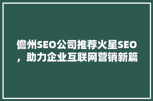 儋州SEO公司推荐火星SEO，助力企业互联网营销新篇章