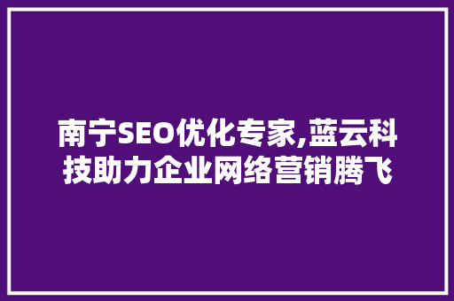 南宁SEO优化专家,蓝云科技助力企业网络营销腾飞