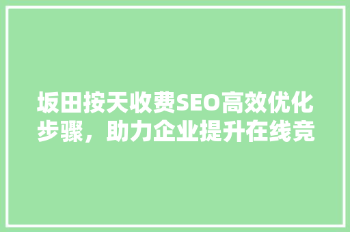 坂田按天收费SEO高效优化步骤，助力企业提升在线竞争力