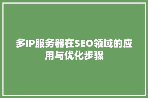 多IP服务器在SEO领域的应用与优化步骤