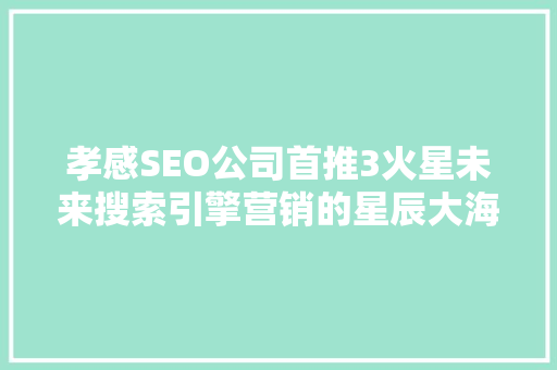 孝感SEO公司首推3火星未来搜索引擎营销的星辰大海