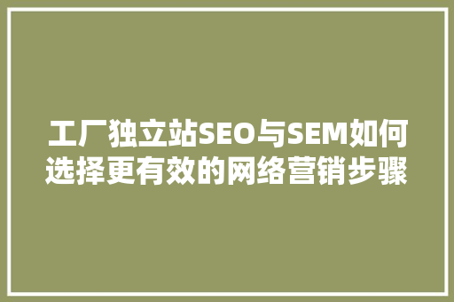 工厂独立站SEO与SEM如何选择更有效的网络营销步骤