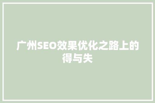 广州SEO效果优化之路上的得与失