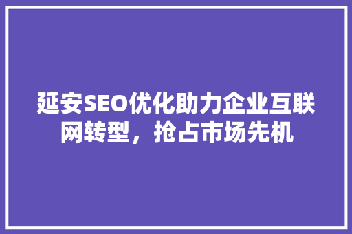 延安SEO优化助力企业互联网转型，抢占市场先机