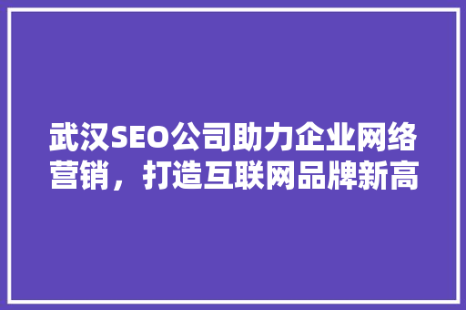 武汉SEO公司助力企业网络营销，打造互联网品牌新高度