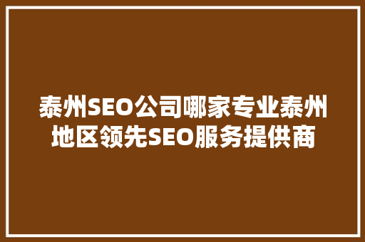 泰州SEO公司哪家专业泰州地区领先SEO服务提供商