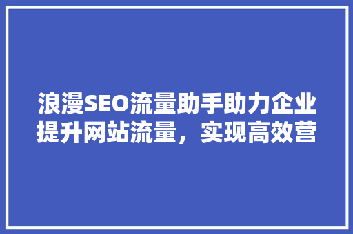 浪漫SEO流量助手助力企业提升网站流量，实现高效营销