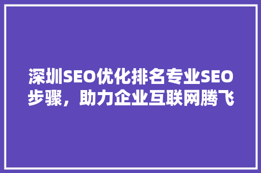 深圳SEO优化排名专业SEO步骤，助力企业互联网腾飞